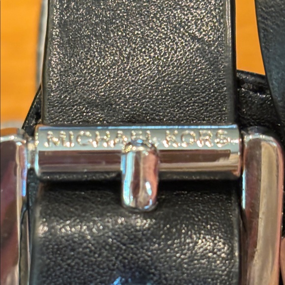 MICHAEL KORS Black Leather Stiletto Heels Silver Buckle Back Zip Women’s Sz 8.5🖤